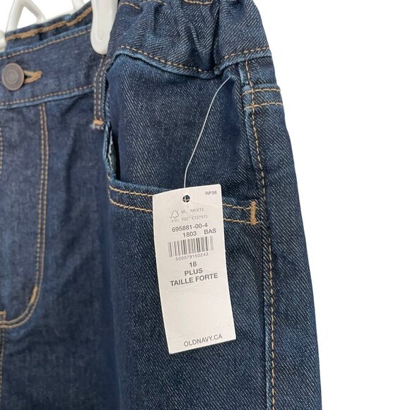 NWT OLD NAVY Boys Size 18 Plus, Dark Wash Straight Leg Jeans Built-In Flex Waist - Picture 3 of 14